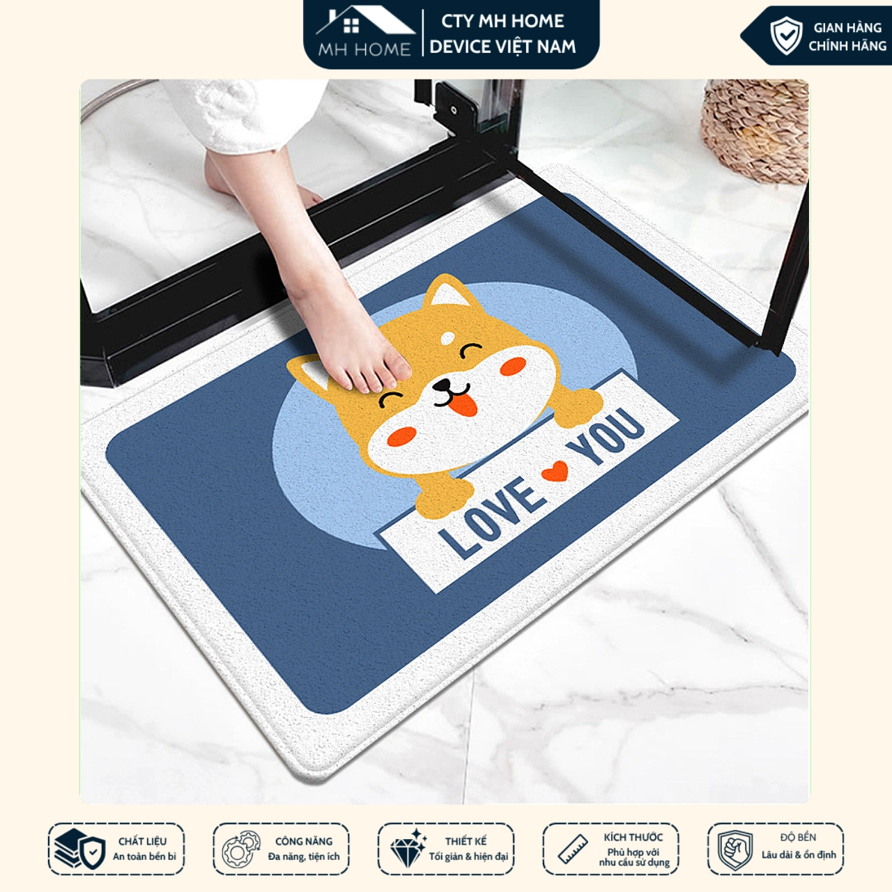 Thảm Lau Chân Hoạt Hình Thảm Chùi Chân Hình Thú 3D Siêu Thấm Nước Chống Trơn Trượt Nhiều Mẫu Đáng Yêu